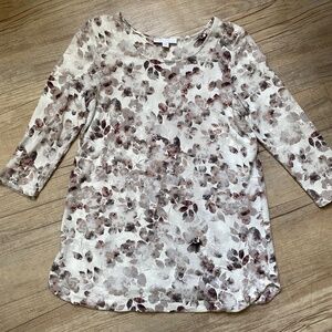 Pure Jill J. Jill Cream Watercolor Floral Affinity French Terry Tunic - Size M